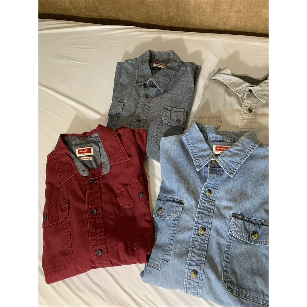 Wrangler Mens Button Up Bundle Large 6 Shirts Work Short Sleeve - Picture 3 of 7